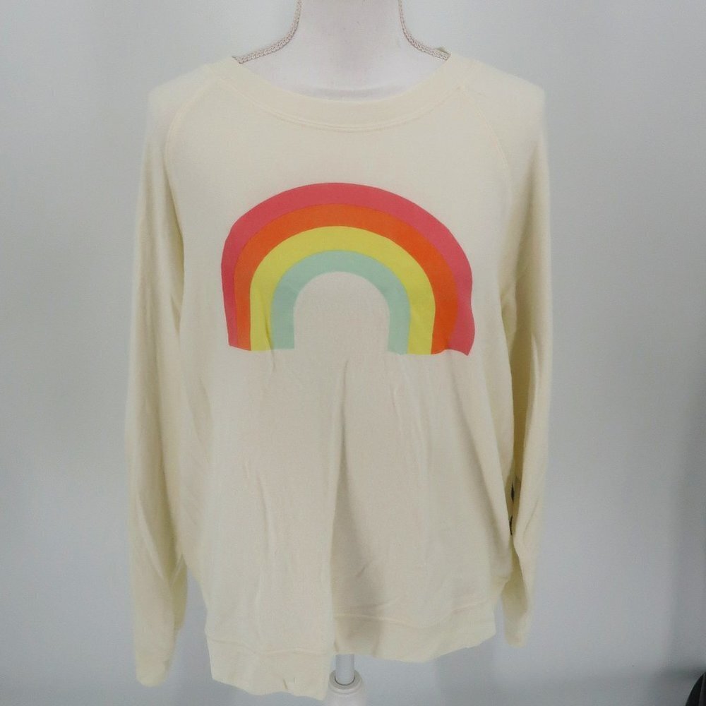 WIldfox Cream Sweater w Rainbow Size Large NWT